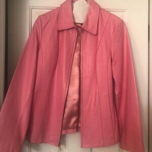 Colebrook Leather Jacket Womens Size 8 - Pink Zip Collared